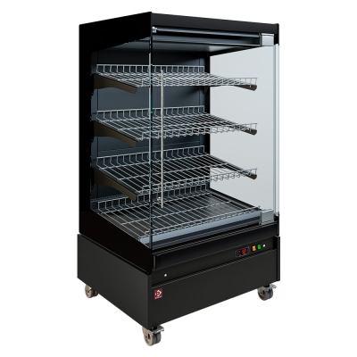 Vitrine chauffante, libre-service, avec porte vitrée, sur roues - FULL BLACK HAS08-P5